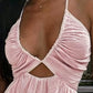 🔥✨ PROMO FLASH -50% ! Robe Longue Femme Sexy Col V Été – Décolleté Plongeant, Découpe Taille, Fente Haute, Dos Nu Halter, Ourlet Fluide, 4 Coloris, Tailles S-XL