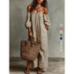 👗🌸 PROMO FLASH -50% MAINTENANT ! Robe Maxi Épaules Dénudées Femme – Manches Lanternes, Coupe Fluide, Poches, 2 Coloris, Tailles S-5XL, Idéale Soirées d'Été ✨🌿