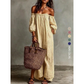 👗🌸 PROMO FLASH -50% MAINTENANT ! Robe Maxi Épaules Dénudées Femme – Manches Lanternes, Coupe Fluide, Poches, 2 Coloris, Tailles S-5XL, Idéale Soirées d'Été ✨🌿
