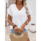 👚🏆 PROMO FLASH 50% ! Haut Élégant Manches Courtes Col V Femme – Texturé, Coupe Fluide, Tissu Mélangé Léger, Plusieurs Coloris, Tailles S-2XL ✨