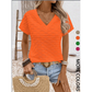 👚🏆 PROMO FLASH 50% ! Haut Élégant Manches Courtes Col V Femme – Texturé, Coupe Fluide, Tissu Mélangé Léger, Plusieurs Coloris, Tailles S-2XL ✨