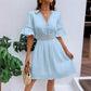 👗 PROMO LIMITÉE -50% ! ✨ Robe Chic à Col V avec Découpes en Dentelle – Jupe Plissée, Manches Volants, Tissu Respirant, 5 Coloris, Tailles S-XL 🌸