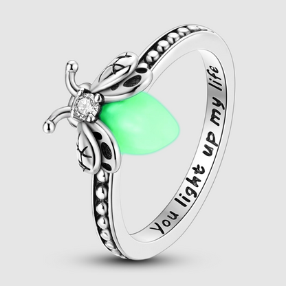 ✨🪲 PROMO FLASH 50% ! Bague Firefly Lumineuse – Luciole en Vol, Zircons Scintillants, Lueur dans le Noir, Alliage Cuivre & Argent, 4 Tailles, Idéale Cadeau Poétique