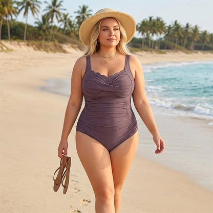 🎉 PROMO 2026 – DÉJÀ +50 000 VENTES ! 💞 Maillot de Bain Une Pièce Grande Taille – Contrôle Ventre à Volants, Décolleté Cœur Festonné & Bretelles Larges – Confortable, Flatteur et Élégant – Idéal pour la Plage et la Piscine ☀️🌊✨