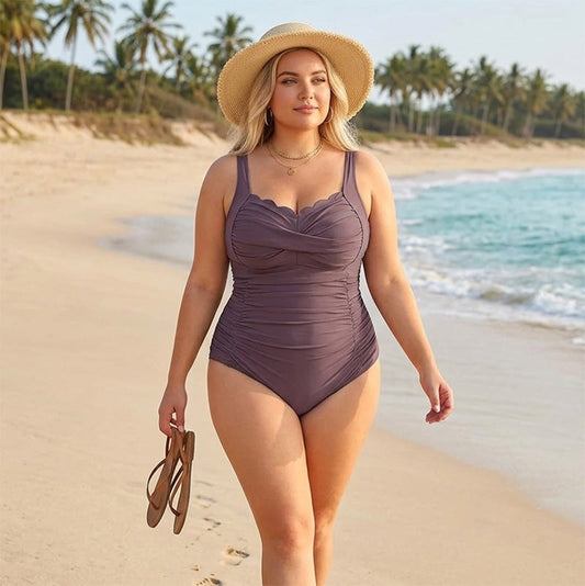 🎉 PROMO 2026 – DÉJÀ +50 000 VENTES ! 💞 Maillot de Bain Une Pièce Grande Taille – Contrôle Ventre à Volants, Décolleté Cœur Festonné & Bretelles Larges – Confortable, Flatteur et Élégant – Idéal pour la Plage et la Piscine ☀️🌊✨