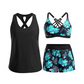 🌸 -50% ! 🦋 Ensemble Tankini Élégant 3 Pièces – Coupe Flatteuse, Imprimé Tropical Tendance & Dos Croisé – Idéal pour la Plage et la Piscine ✨