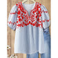 🌸 PROMO FLASH 50% DE RÉDUCTION ! 👚 Blouse Légère Brodée – Tissu Fluide, Détails Raffinés & Coupe Aérée – Parfaite pour l'Été, le Bureau ou un Look Romantique au Quotidien 💐✨