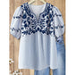 🌸 PROMO FLASH 50% DE RÉDUCTION ! 👚 Blouse Légère Brodée – Tissu Fluide, Détails Raffinés & Coupe Aérée – Parfaite pour l'Été, le Bureau ou un Look Romantique au Quotidien 💐✨