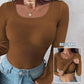 📢 PROMO LIMITÉE -50% ! ⏰ Top Côtelé Manches Longues avec Soutien-Gorge Intégré – Coupe Ajustée, Tissu Extensible Gainant, Tailles S-2XL 🍂