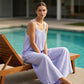 🔥 PROMO EXCEPTIONNELLE -50% ! 👗 Combinaison Jambes Larges Femme Casual – Tissu Respirant Premium, Dos Nu Réglable & Poches Latérales – Le Look Chic et Décontracté de l'Été en Violet 💜✨