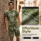 🎉 SOLDES 2026 – PLUS DE 33 000 VENDUS ! 🎉 👕 Ensemble T-Shirt & Short Imprimé Faux Denim Homme – Tissu Premium Léger & Respirant – Look Jean Tendance, Confort Absolu 🧢✨