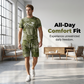 🎉 SOLDES 2026 – PLUS DE 33 000 VENDUS ! 🎉 👕 Ensemble T-Shirt & Short Imprimé Faux Denim Homme – Tissu Premium Léger & Respirant – Look Jean Tendance, Confort Absolu 🧢✨