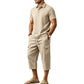 👔 PROMO EXCEPTIONNELLE 50% DE RÉDUCTION ! ☀️ Ensemble Lin Homme Été – Chemise Ample & Short Cargo – Respirant & Élégant – Parfait pour les Journées Chaudes et les Sorties Décontractées 🌊✨🩳