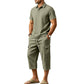 👔 PROMO EXCEPTIONNELLE 50% DE RÉDUCTION ! ☀️ Ensemble Lin Homme Été – Chemise Ample & Short Cargo – Respirant & Élégant – Parfait pour les Journées Chaudes et les Sorties Décontractées 🌊✨🩳