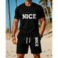 ⏰ -50% – ENSEMBLE T-SHIRT & SHORT COLOR BLOCK HOMME ! 👔🩳 Respirant, Stylish & Polyvalent – Tissu Léger, Taille Élastique & Poches Pratiques – Parfait pour le Sport, le Gym et le Quotidien ✨💪