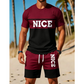 ⏰ -50% – ENSEMBLE T-SHIRT & SHORT COLOR BLOCK HOMME ! 👔🩳 Respirant, Stylish & Polyvalent – Tissu Léger, Taille Élastique & Poches Pratiques – Parfait pour le Sport, le Gym et le Quotidien ✨💪