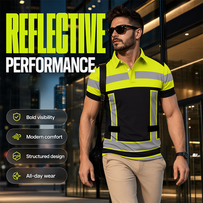 👔 50% DE RÉDUCTION ! ⏰ Chemise Homme Manches Courtes Haute Visibilité – Bandes Réfléchissantes & Tissu Respirant – Idéale pour le Travail, le Chantier ou les Sorties Nocturnes ✨🦺🌙
