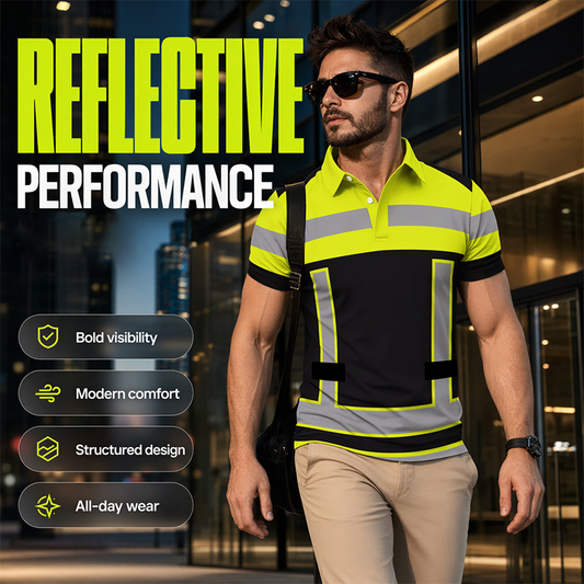 👔 50% DE RÉDUCTION ! ⏰ Chemise Homme Manches Courtes Haute Visibilité – Bandes Réfléchissantes & Tissu Respirant – Idéale pour le Travail, le Chantier ou les Sorties Nocturnes ✨🦺🌙