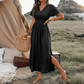 🌿 OFFRE LIMITÉE – 50% DE RÉDUCTION ! ☀️ Robe Respirante à Col V et Fente Latérale – Tissu Rayonne Doux, Coupe Maxi Fluide & Boutonnage Classique – Idéale pour les Jours Chauds, le Brunch et les Courses Quotidiennes 👒