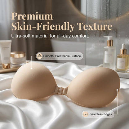 💝 50% DE RÉDUCTION ! 🤍 Soutien-Gorge Adhésif Invisible en Silicone – Push-Up Sans Bretelles, Texture Douce & Maintien Sécurisé – Invisible Sous les Robes Dos Nu et Décolletées ✨👗