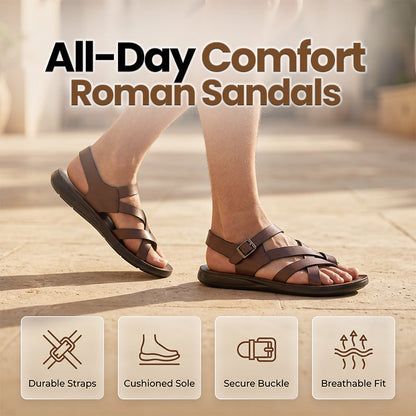 👡 50% DE RÉDUCTION ! ☀️ Sandales Romaines Homme – Synthétique Premium – Semelle Souple & Bride Réglable for Été & Plage