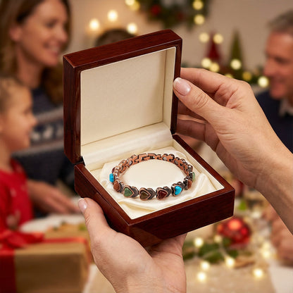⏳ PROMO FLASH : 50% DE RÉDUCTION ! Bracelet Magnétique Finition Cuivre Antique – Pierres Synthétiques Turquoise & Corail for Élégance Vintage au Poignet ❤️✨