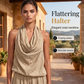 ✨ 50% DE RÉDUCTION ! 💃 Combinaison Femme Col Halter Jambe Large – Tissu Premium Respirant, Taille Élastique & Silhouette Fluide – Chic et Polyvalente – Parfaite pour la Plage, le Quotidien et les Soirées 🌸👗