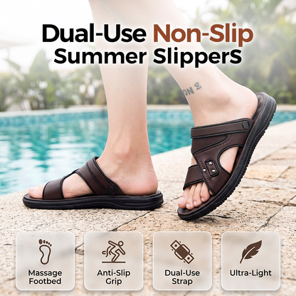 🔥 -50% ! 🩴 Sandales Casual Homme – Claquettes Été Antidérapantes 2-en-1 – Semelle Massage Texturée & Bride Renforcée – Idéales pour la Plage, la Ville et le Quotidien 🏖️