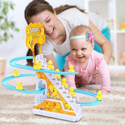 🦆 50% DE RÉDUCTION ! 🧸 Petit Canard Qui Monte les Escaliers – Jouet Électrique Amusant, Lumières LED & Musique Ludique – Parfait pour Éveiller Bébé et le Faire Rire 🎶