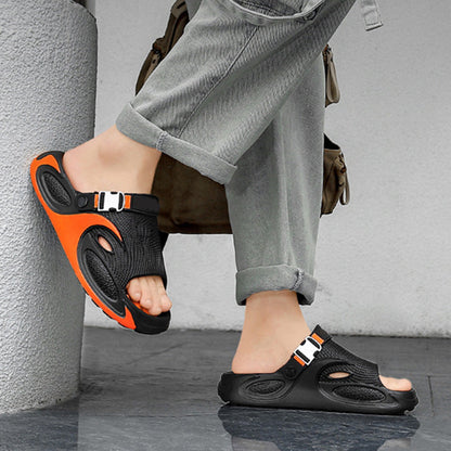 👟 50% DE RÉDUCTION ! ☀️ Sandales EVA 2-en-1 Homme – Design Ajouré Respirant, Semelle Massage & Grip Antidérapant – Bride Talon Convertible – Claquettes Casual Idéales pour l’Été 🩴