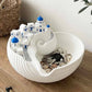🌊 50% DE RÉDUCTION – DERNIER JOUR ! 🏺 Bol Santorin – Céramique Émaillée – Vagues Bleues & Village Miniature for Décoration