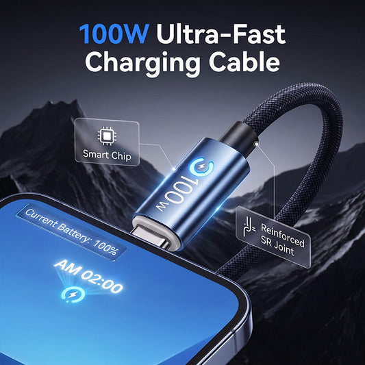⚡ PROMO FLASH : 50% DE RÉDUCTION ! Câble Type-C vers Type-C 100W Nylon Tressé avec Puce E-Marker – Charge PD 100W, Coupure Anti-Surcharge & Résistance 10 000 Flexions for Recharger Tous vos Appareils en Toute Sécurité ✨