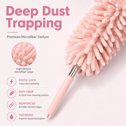 🧹 50% DE RÉDUCTION ! ✨ Brosse Dépoussiérante Microfibre pour Fentes – Tête Lavable Détachable & Manche Extensible – Adsorption Statique, Design Plat et Flexible – Idéale pour les Recoins, Meubles Bas et Étagères 🏠