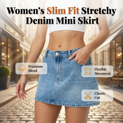 👗 50% DE RÉDUCTION ! 💃 Mini-Jupe en Jean Slim Stretch pour Femme – Mélange Ultra-Extensible, Taille Haute Sculptante & 5 Poches – Confort et Style au Quotidien ✨