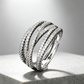 💫 50% DE RÉDUCTION ! 💥 Bague Croisée Multi-Rangs Ajustable – Pierres de Zircone Étincelantes, Tige Ouverture & Finition Miroir – Idéale pour le Quotidien, le Bureau et les Soirées ✨