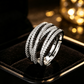 💫 50% DE RÉDUCTION ! 💥 Bague Croisée Multi-Rangs Ajustable – Pierres de Zircone Étincelantes, Tige Ouverture & Finition Miroir – Idéale pour le Quotidien, le Bureau et les Soirées ✨