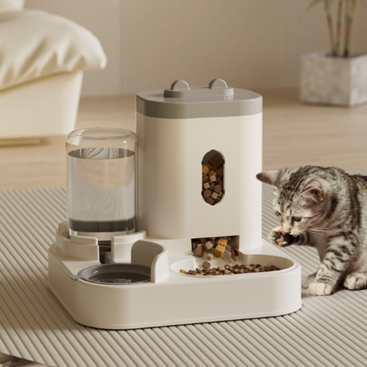 🐱 50% DE RÉDUCTION ! 🍽️ Distributeur Automatique 2-en-1 Nourriture & Eau – PP – Gravité & Siphon – 2,3 L + 1 L for Chiens & Chats