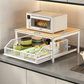 🏠 -50% ! 🍳 Support Micro-Ondes 2 Niveaux – Fer + Bois – Plateau 37×26 cm – Tiroir Coulissant – Gain de Place – Noir/Blanc/Or – Cuisine, Bureau, Dortoir ✨
