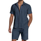 🎉 Soldes 2026 — Plus de 51 000 vendus ! 👕 Ensemble 2 Pièces Casual Respirant Homme – Col Camp & Short ☀️