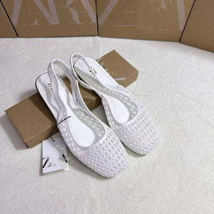 🌸 Sandales à Bride Arrière – Textile Tressé – Talon Plat for Femme