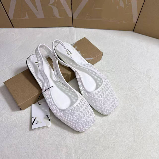 🌸 Sandales à Bride Arrière – Textile Tressé – Talon Plat for Femme