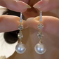 💎 Boucles d'Oreilles Pendantes – Perles Nacrées & Strass – Design Long Pendentif for Femme
