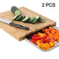 🔪 50% DE RÉDUCTION ! 🥗 Planche à Découper en Bois – Bois & Acier Inoxydable – Bacs Coulissants Intégrés for Cuisine