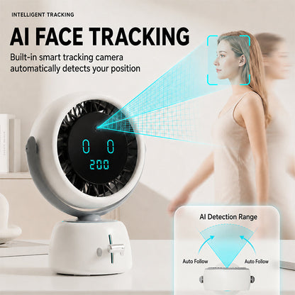 🌀 Ventilateur de Bureau Intelligent – ABS – Suivi Facial & Batterie 5000mAh for Travail & Maison