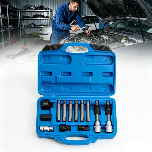 📢 50% DE RÉDUCTION ! ⏰ Kit Outils Poulie Alternateur 13 Pièces – Acier Chrome-Vanadium – Dépose & Installation for Garage