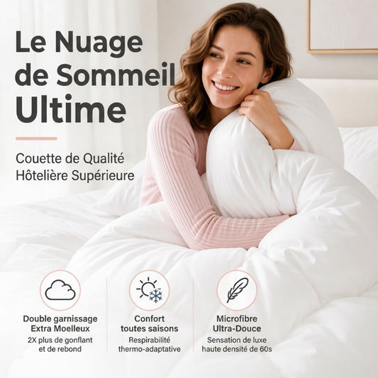 ☁️ 50% DE RÉDUCTION ! 🛏️ Couette Ultra Douce Luxe – Polyester – Tissu Haute Densité 60s & Thermorégulatrice for Nuit