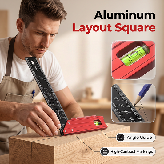 📐 50% DE RÉDUCTION ! 🔧 Équerre de Traçage Aluminium – Alliage d’Aluminium – Niveau à Bulle & Graduations Laser for Menuiserie