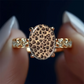 🎉 50% DE RÉDUCTION ! 🐆 Bague Ovale Vintage Léopard – Alliage – Motif Sauvage & Pierres Scintillantes for Femme