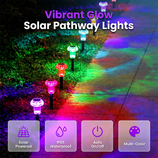 ✨ 50% DE RÉDUCTION ! 🌙 Lampes Solaires pour Allées – Silicium Monocristallin – Lueur Chaude & RGB for Jardin
