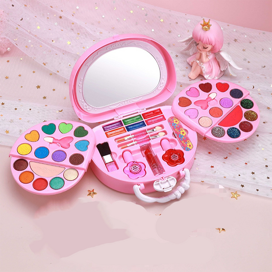 📢 50% DE RÉDUCTION ! 👜 Kit de Maquillage Lavable Enfant – Plastique – Sac à Main Rose & Palette Dépliable for Filles